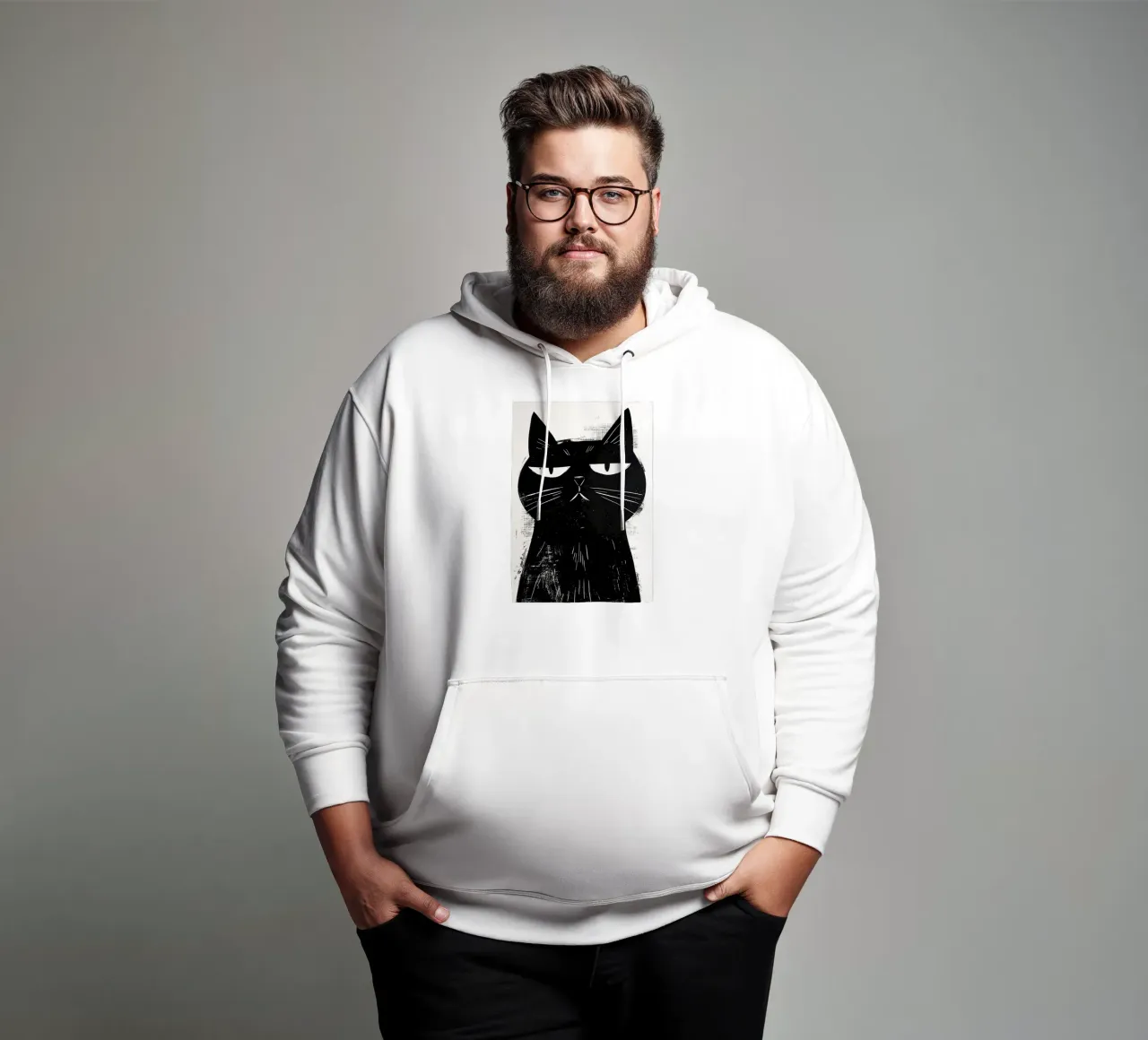 Gatto nero felpa con cappuccio da Justyna Jaszke JBJart