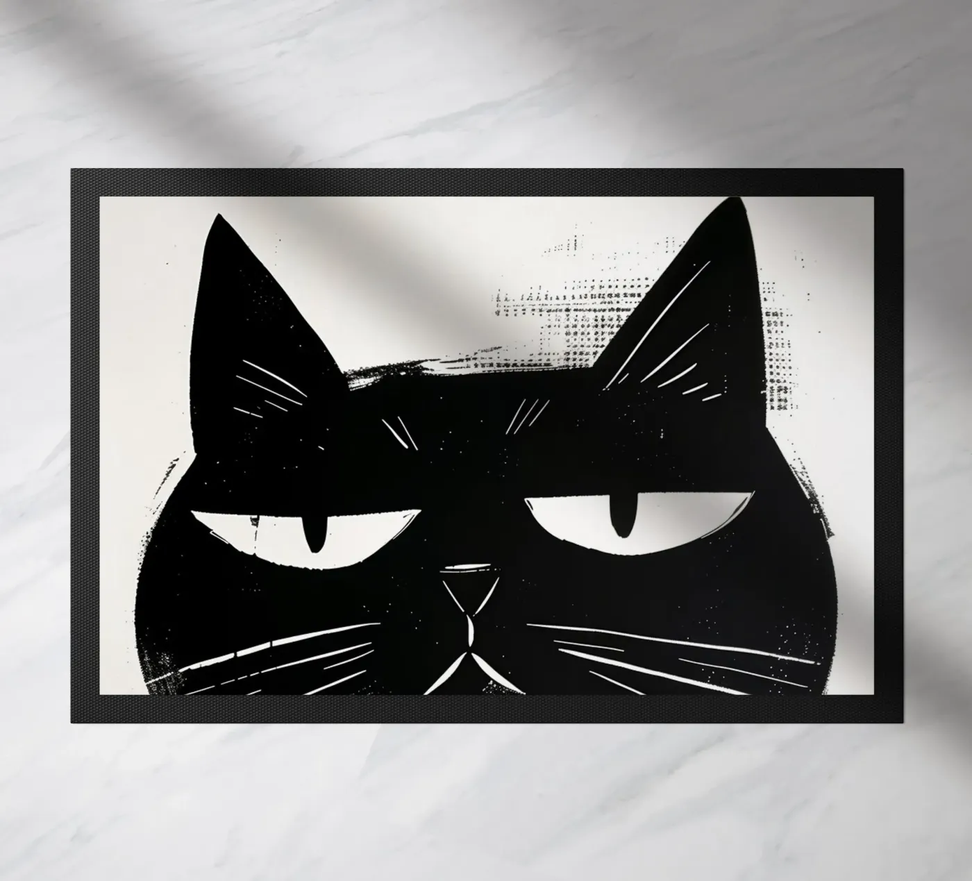 Black cat doormat by Justyna Jaszke JBJart