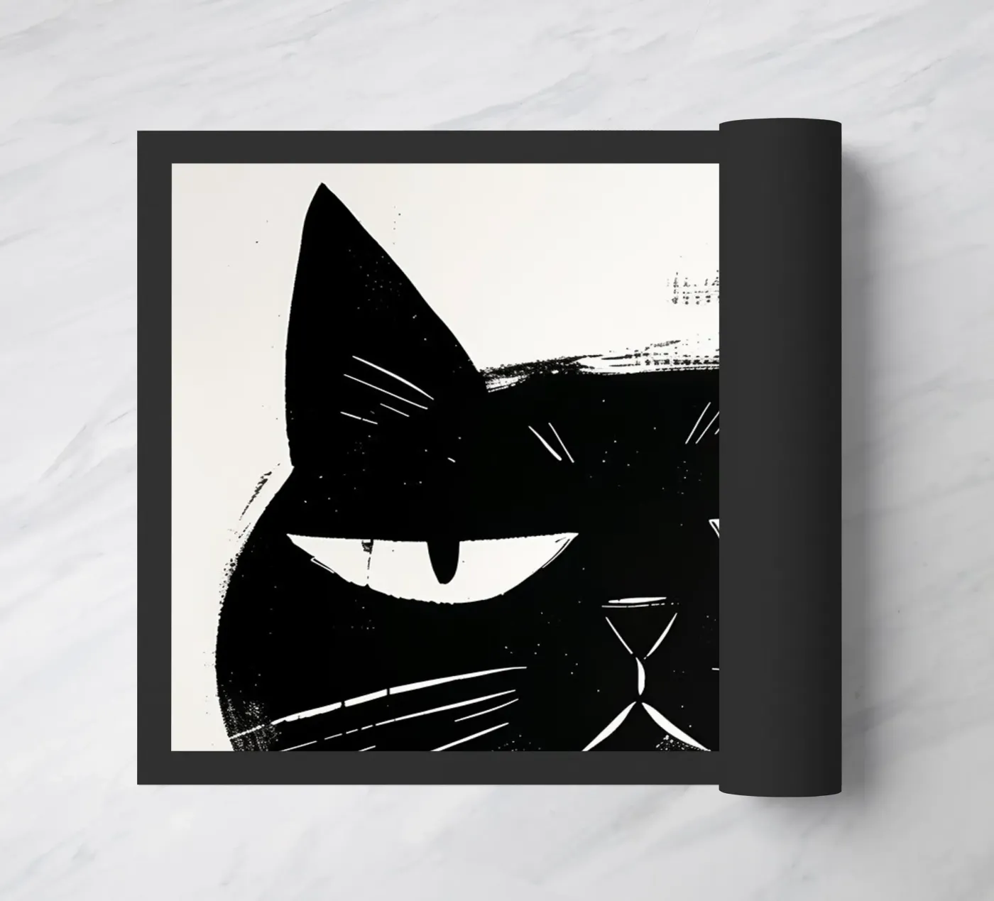 Black cat doormat by Justyna Jaszke JBJart