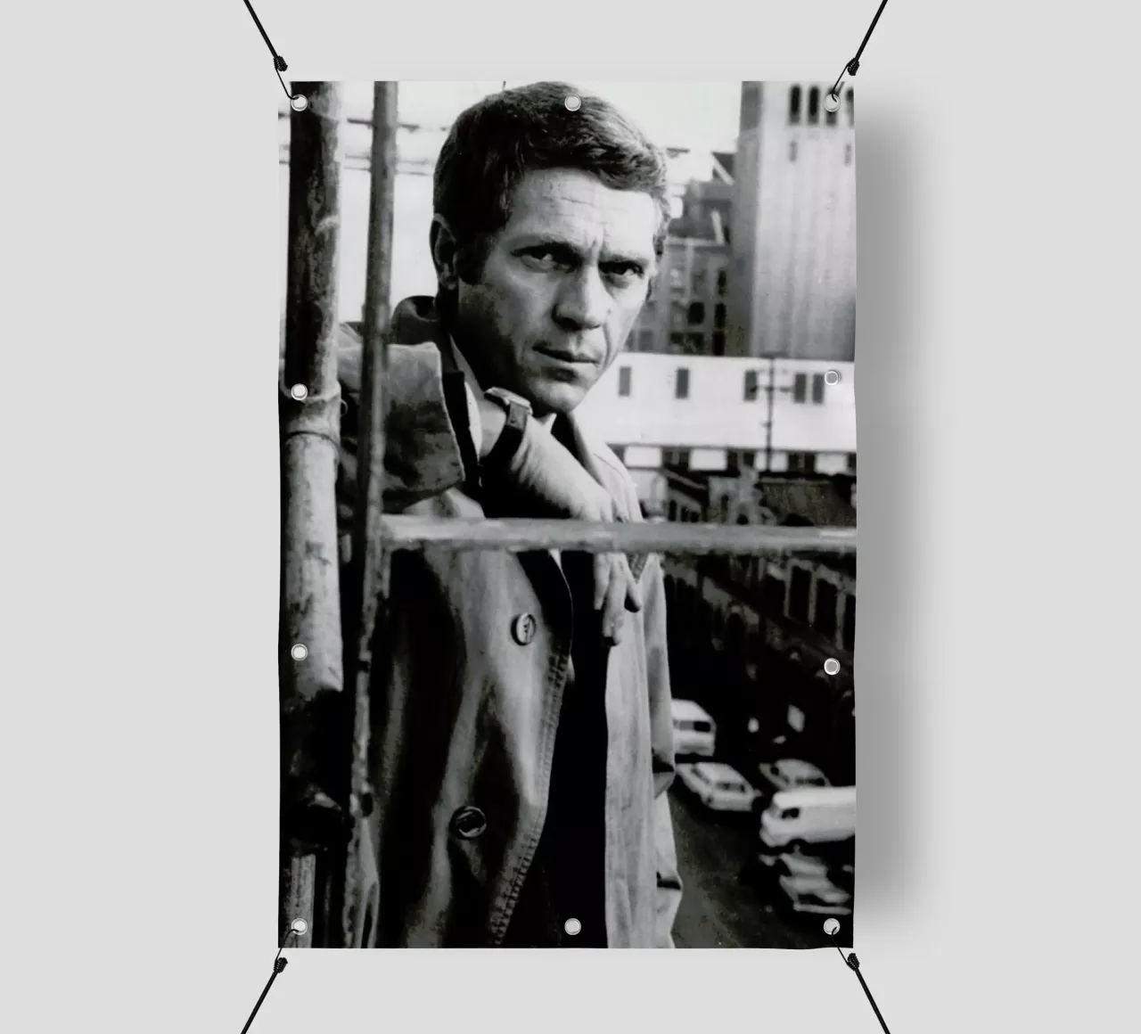 Steve McQueen in Bullitt, 1968 telo in pvc da Gallery Print and Art Limited