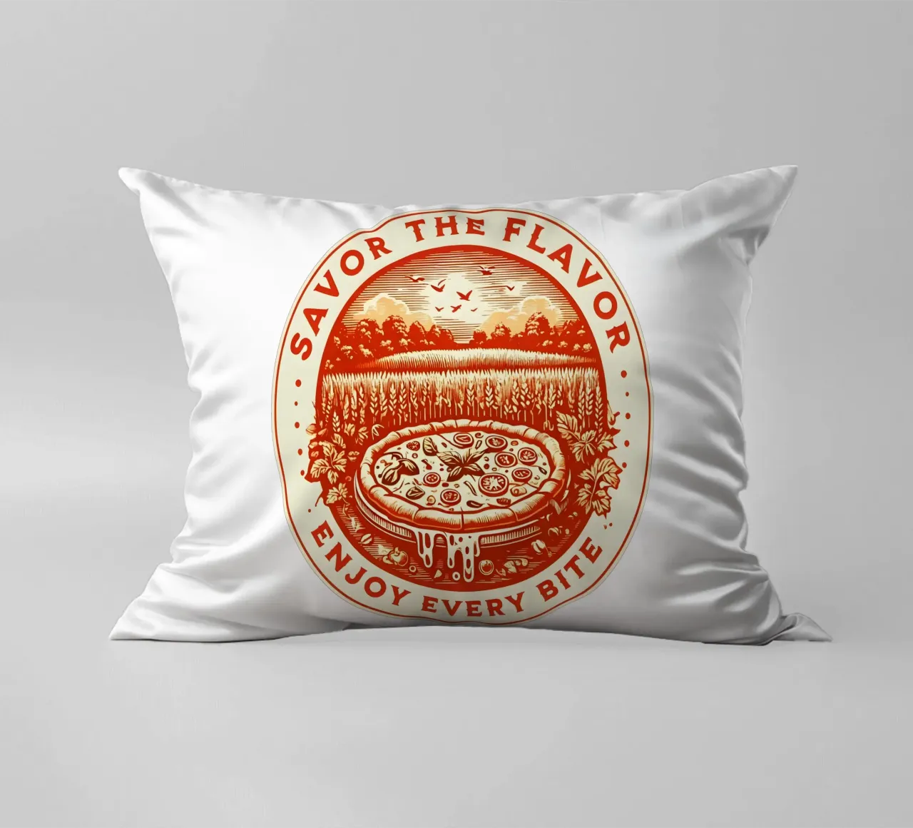 Pizza Retro Logo cuscino da RETRO VINTAGE EDITION