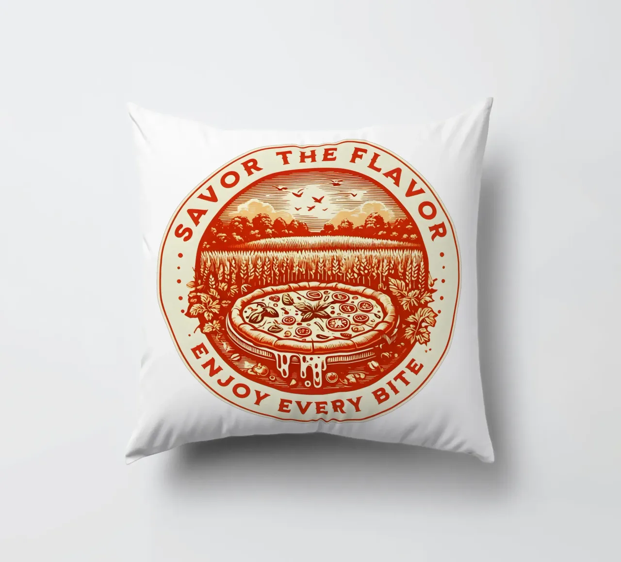 Pizza Retro Logo cuscino da RETRO VINTAGE EDITION