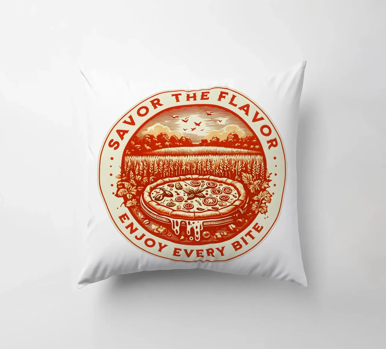 Pizza Retro Logo cuscino da RETRO VINTAGE EDITION