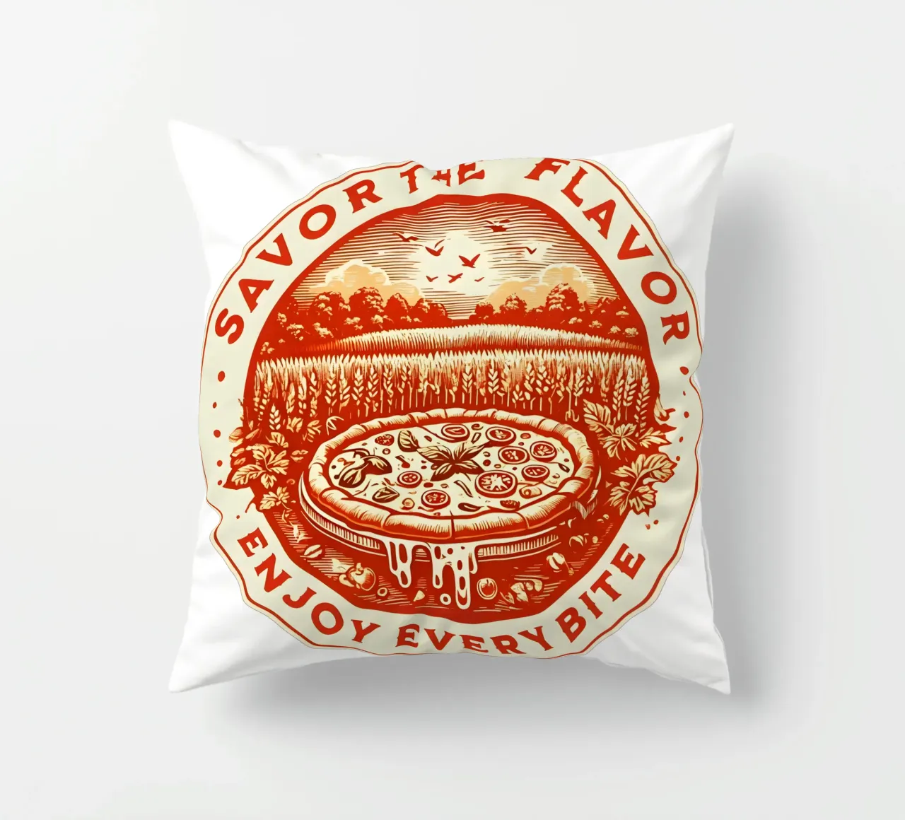 Pizza Retro Logo cuscino da RETRO VINTAGE EDITION