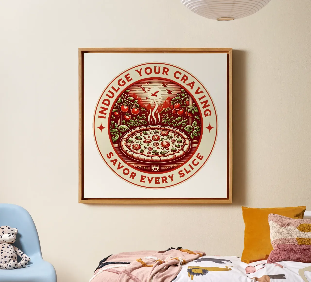 Retro vintage pizzalogo canvas met Baklijst van RETRO VINTAGE EDITION