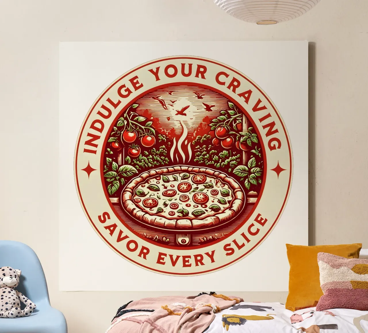 Retro vintage pizzalogo canvas met Baklijst van RETRO VINTAGE EDITION