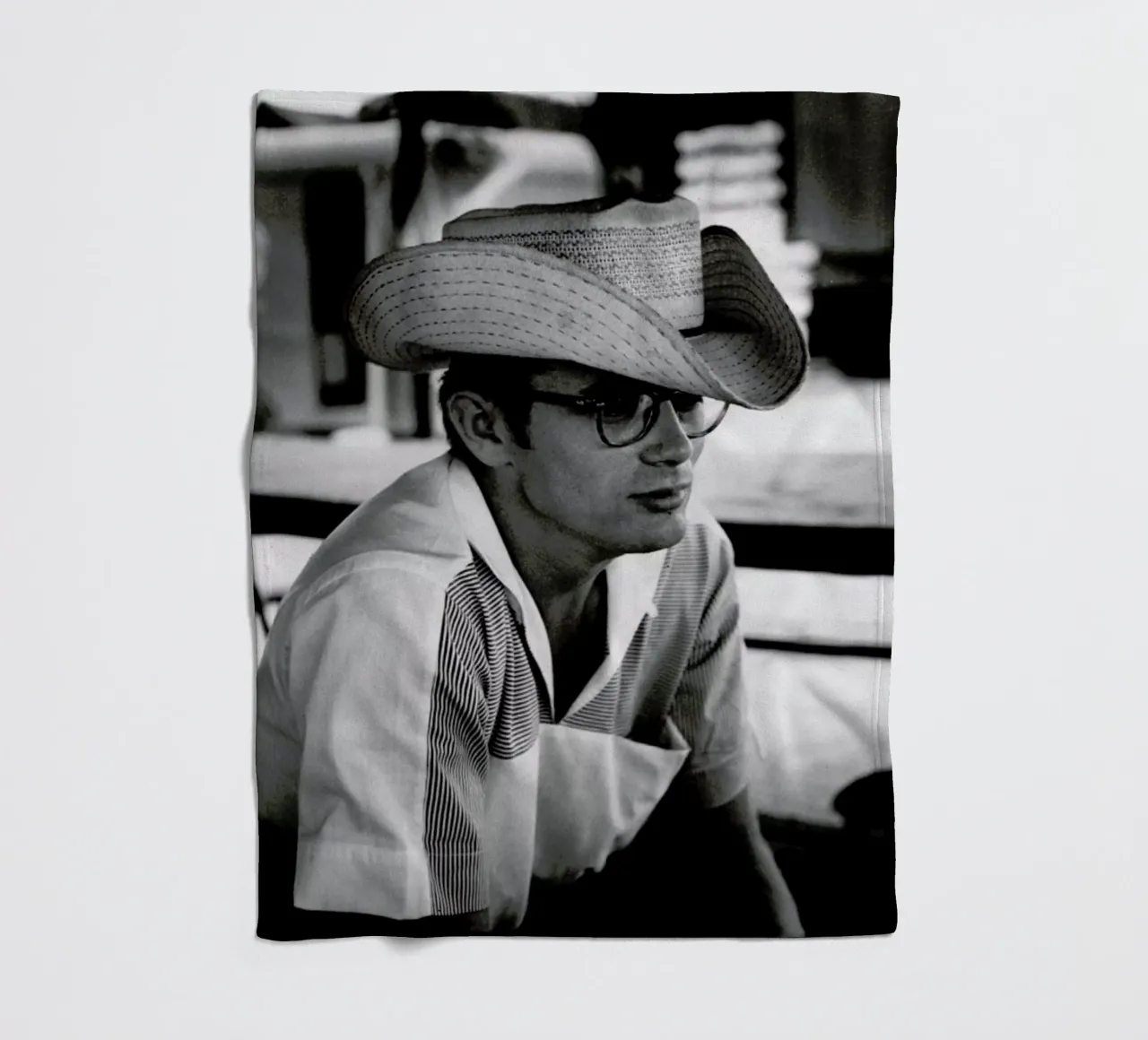 James Dean with Cowboy Hat fleece blanket by Gallery Print and Art Limited
