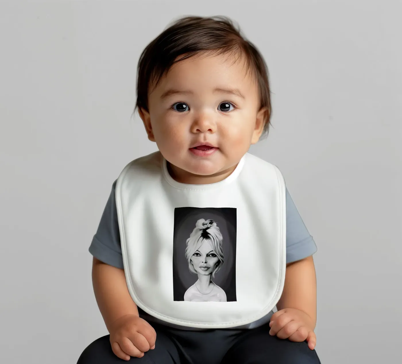 Brigitte Bardot baby bib by Rob Art | Illustration