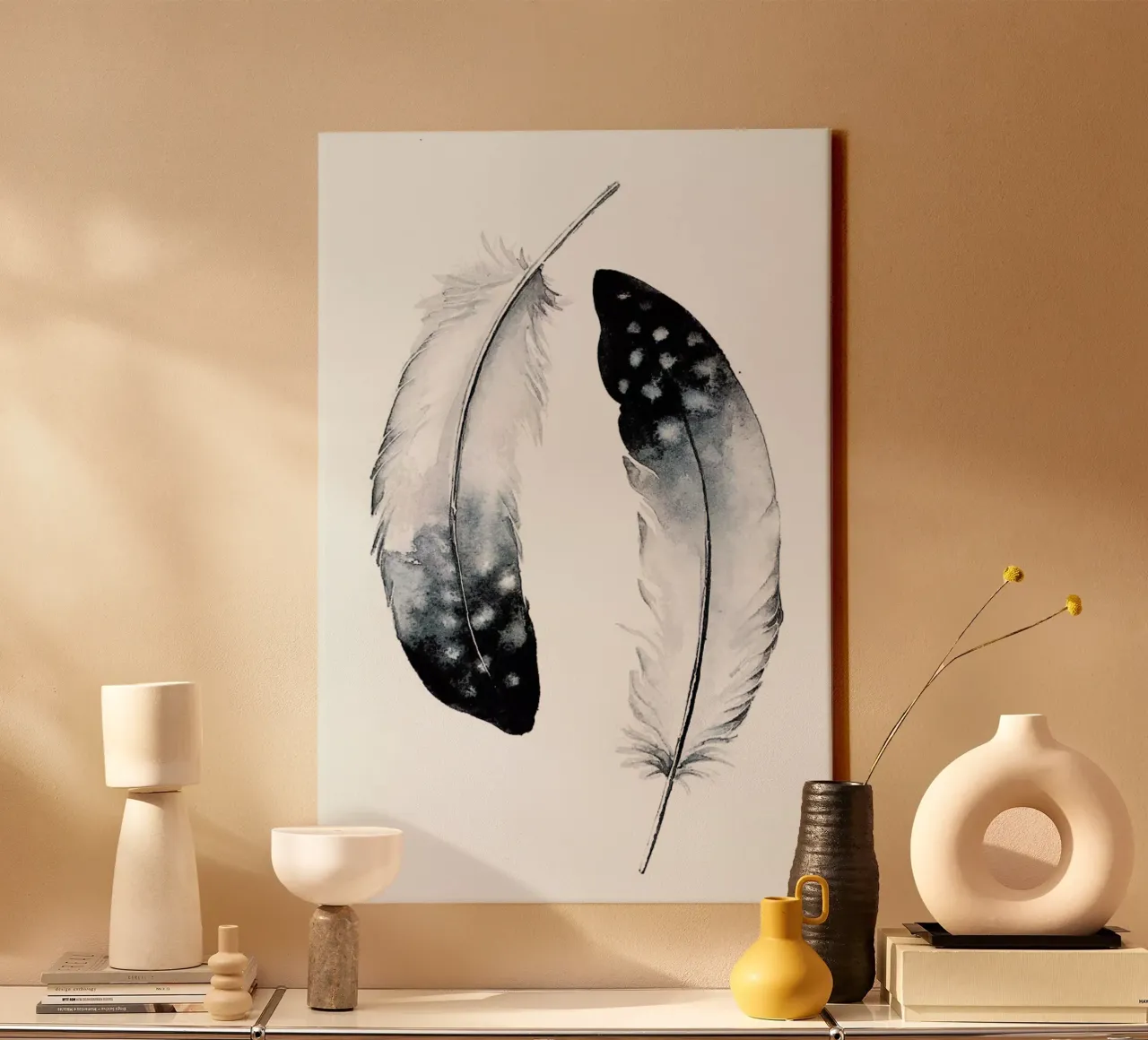 Grey Feathers canvas by Karolina Kijak