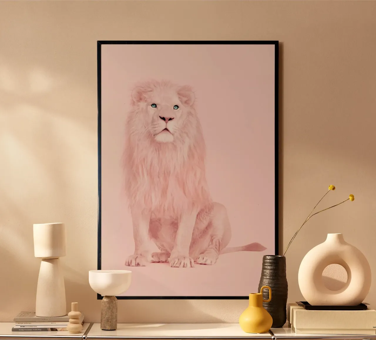 Albino Lion poster con telaio in plastica da Paul Fuentes Design