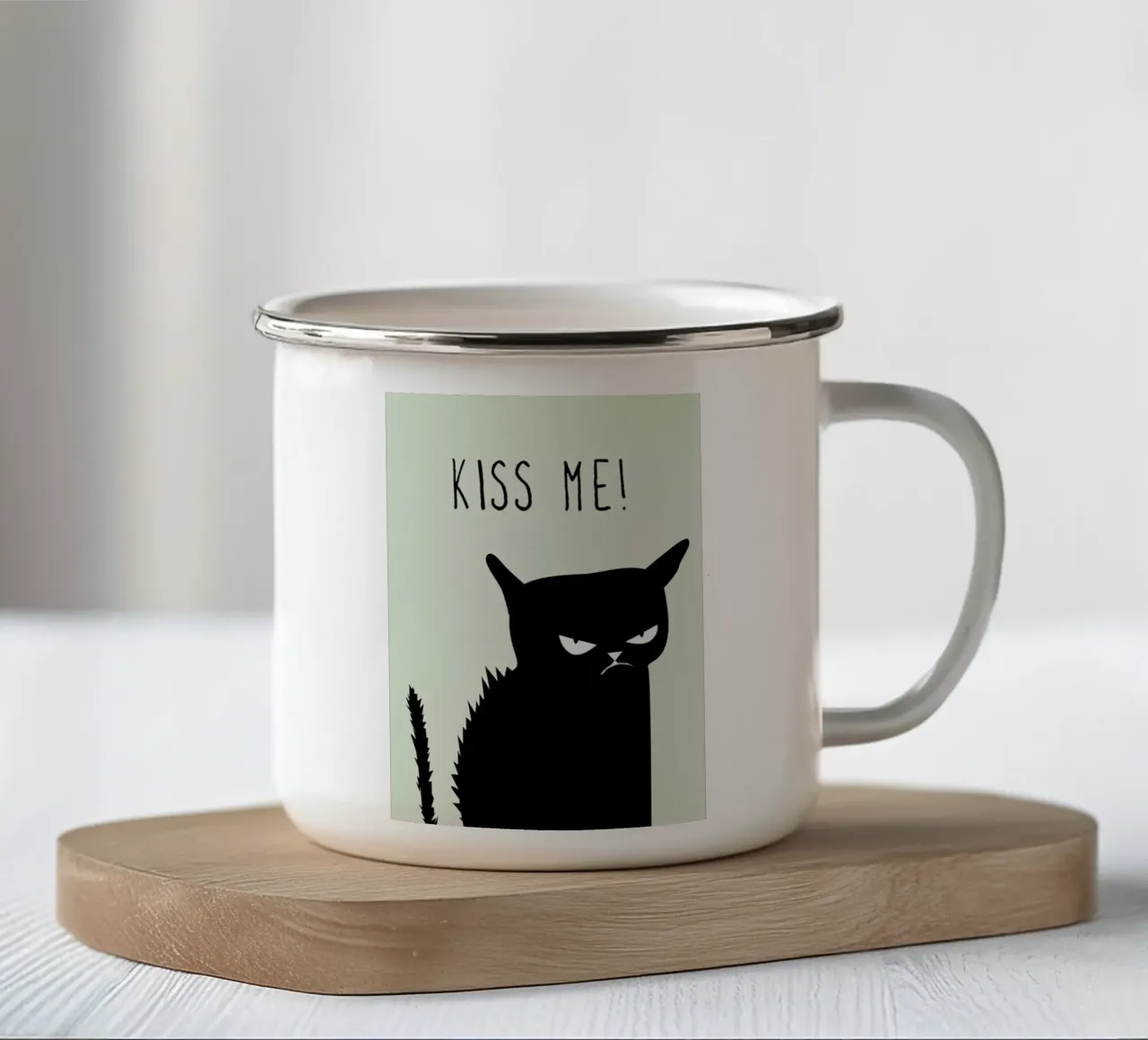Kiss Me Cat tazza in smalto da Amy & Kurt