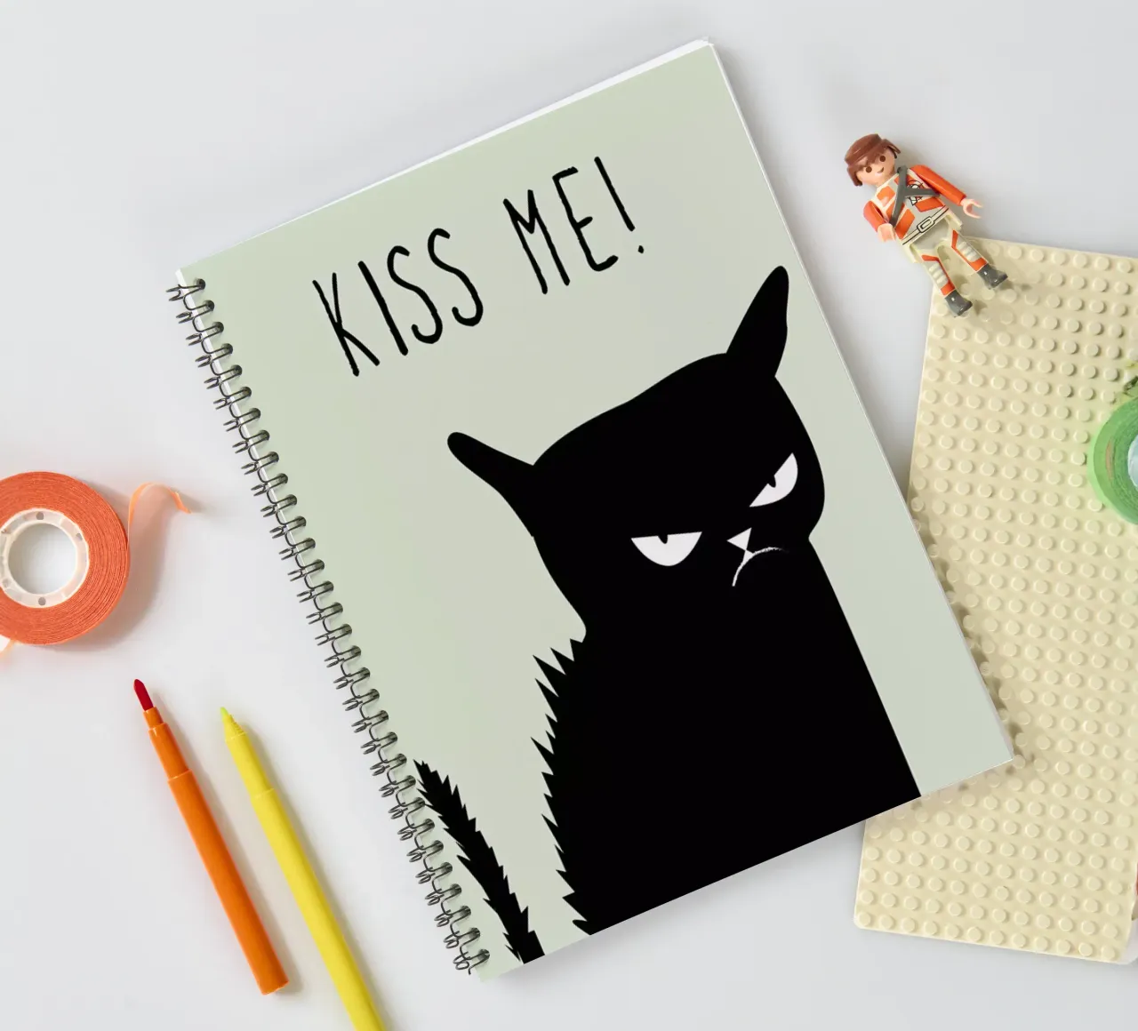 Kiss Me Cat spiral notebook by Amy & Kurt