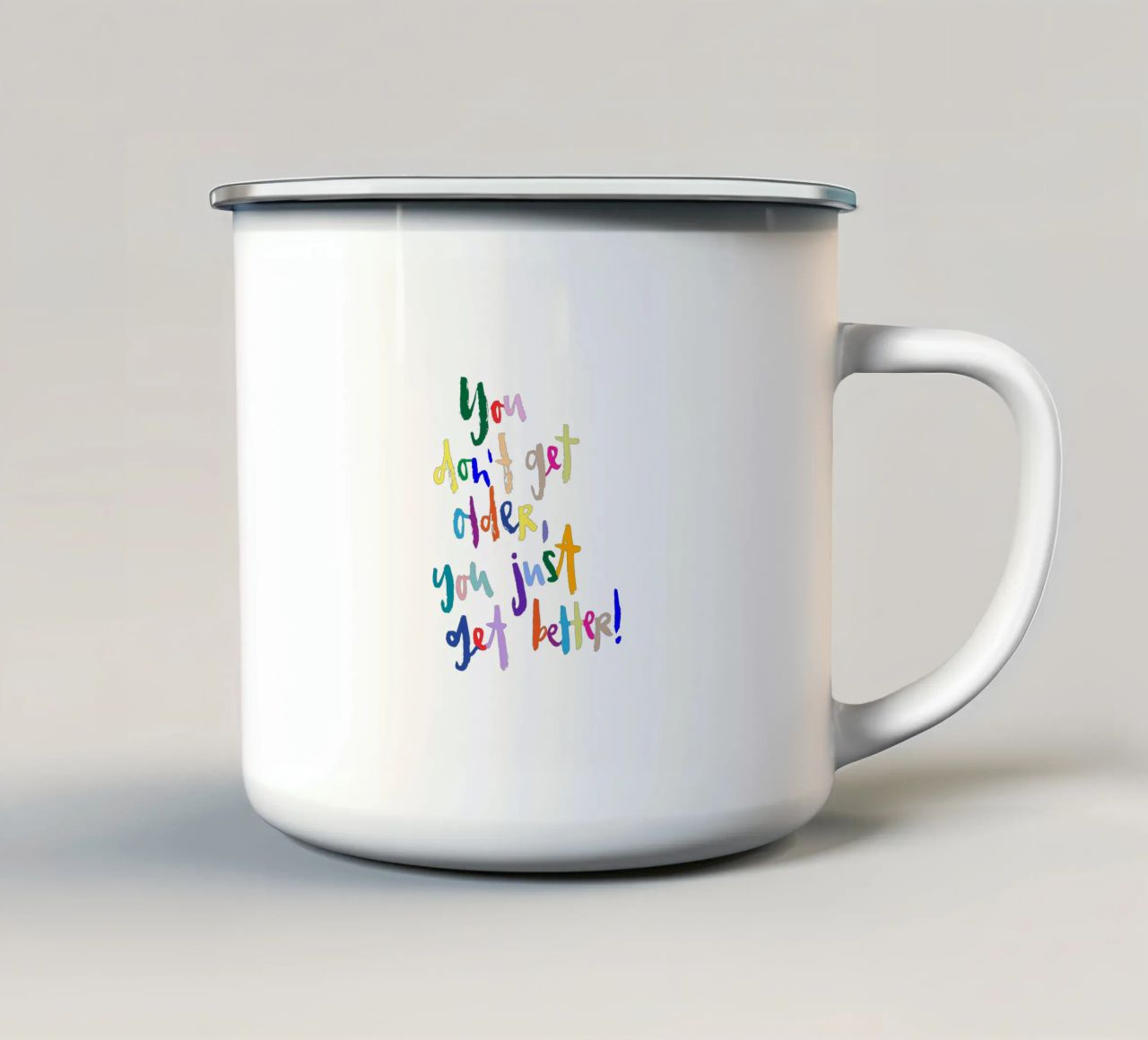 You Don't Get Older tazza in smalto da Brushmeetspaper