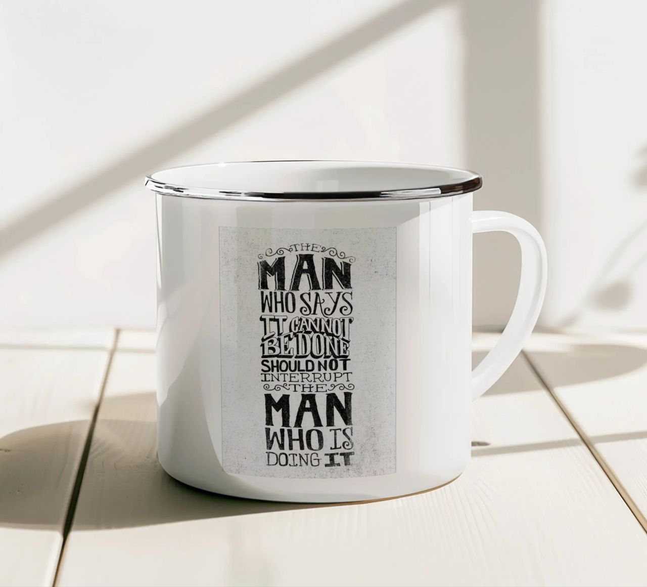 A man who says it cannot be done tazza in smalto da Matthew Taylor Wilson