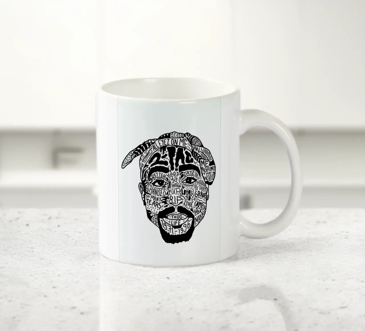 Tupac ceramic mug by Nick Cocozza