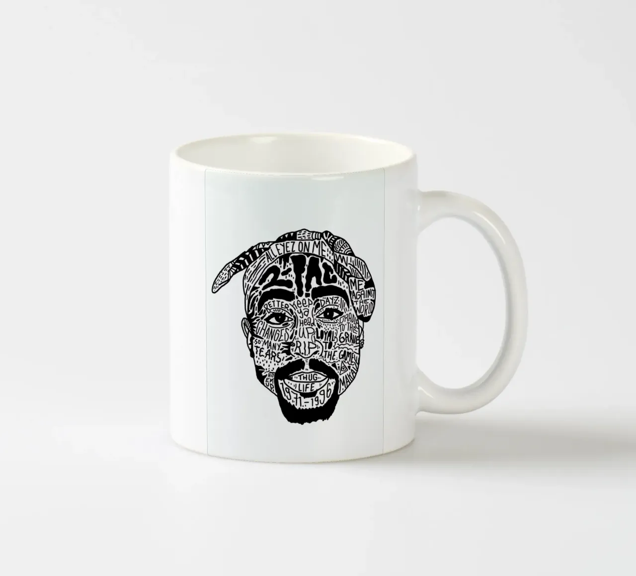 Tupac ceramic mug by Nick Cocozza