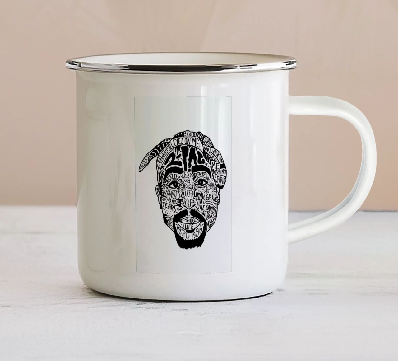 Tupac tazza in smalto da Nick Cocozza
