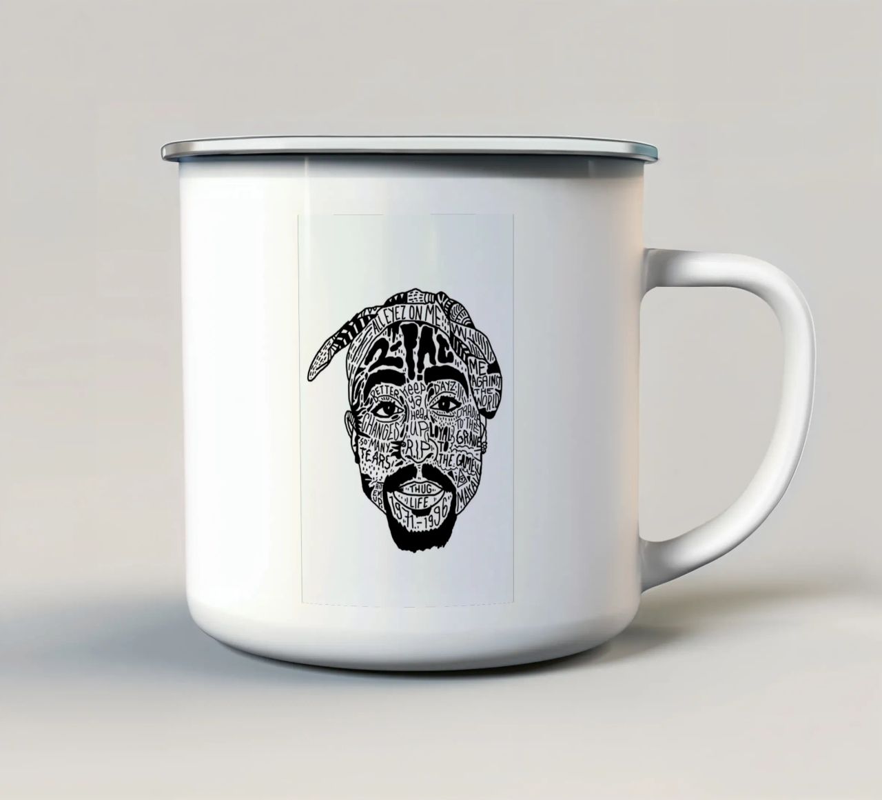 Tupac tazza in smalto da Nick Cocozza