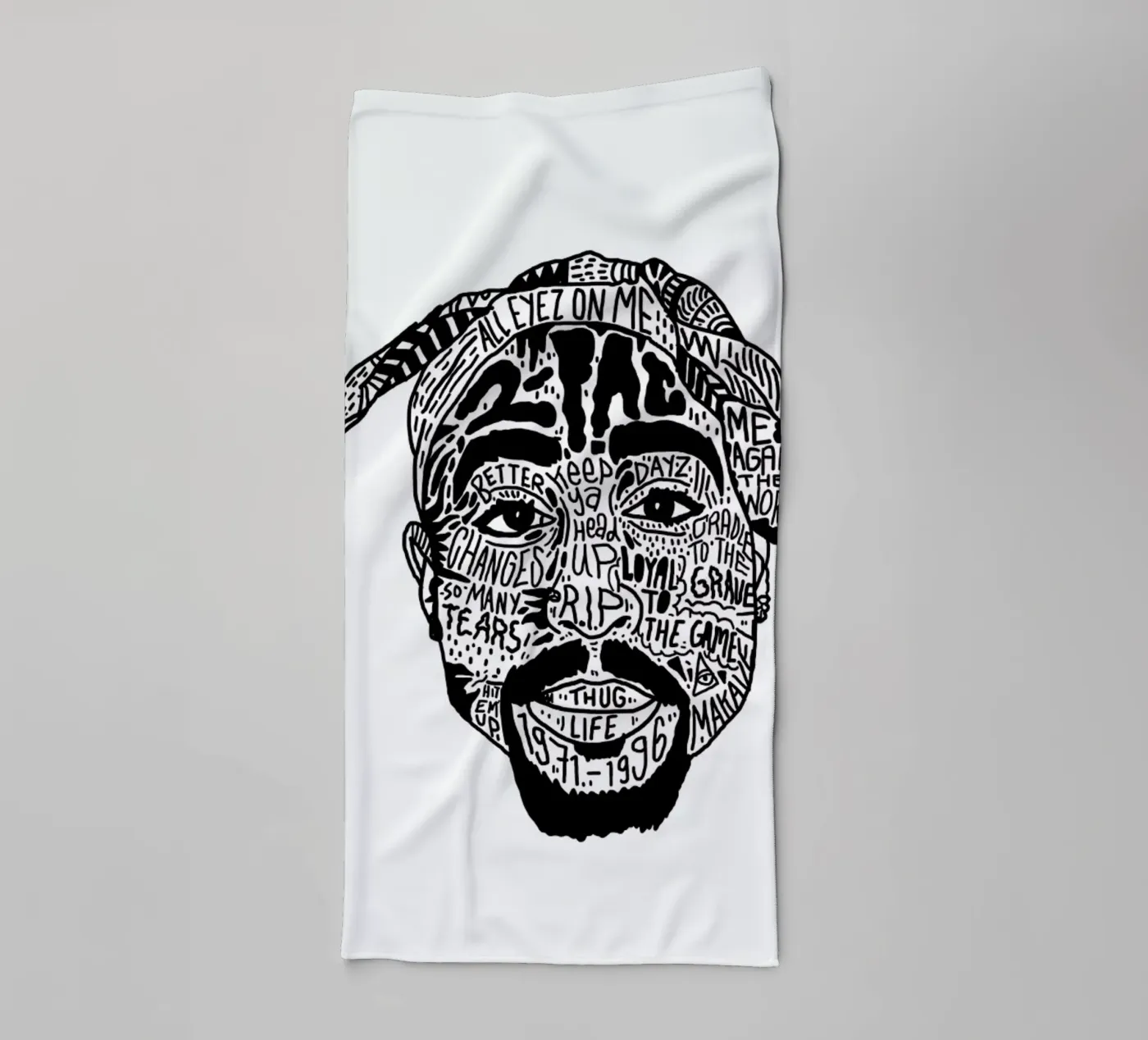 Tupac towel by Nick Cocozza