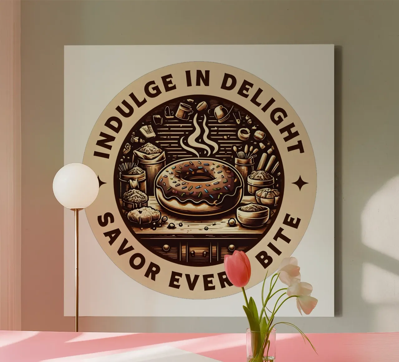 Logo van oude donut canvas met Baklijst van RETRO VINTAGE EDITION