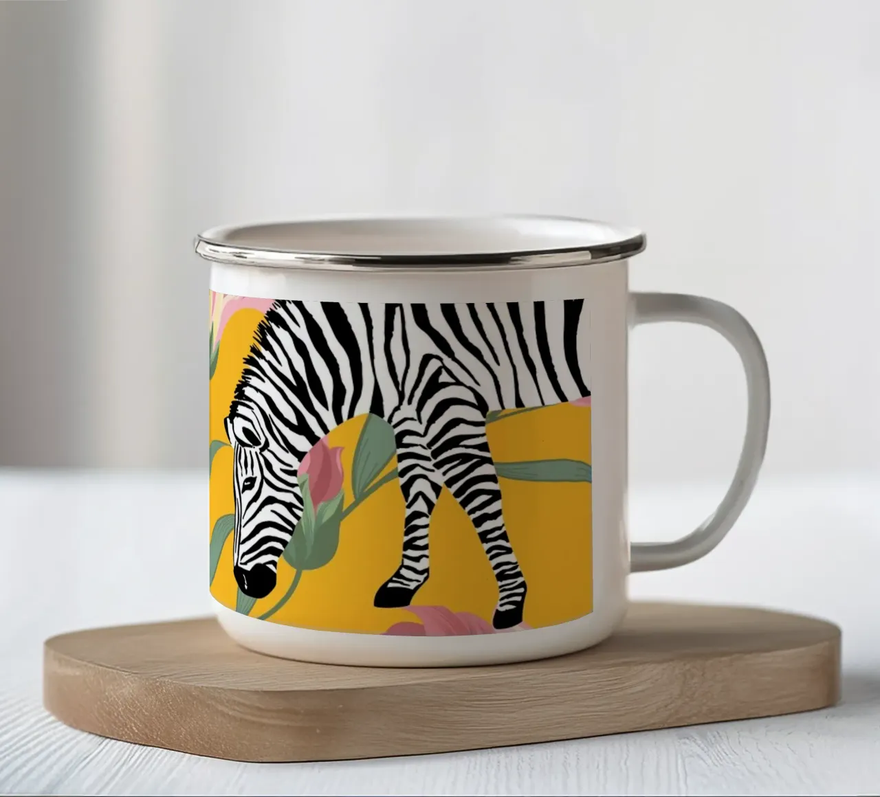 Zebra a strisce per la vita Giallo Foresta Natura tazza in smalto da 83oranges