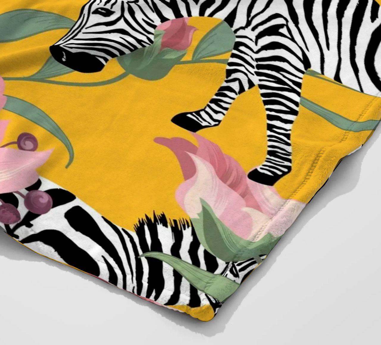 Zebra a strisce per la vita Giallo Foresta Natura coperta in pile da 83oranges