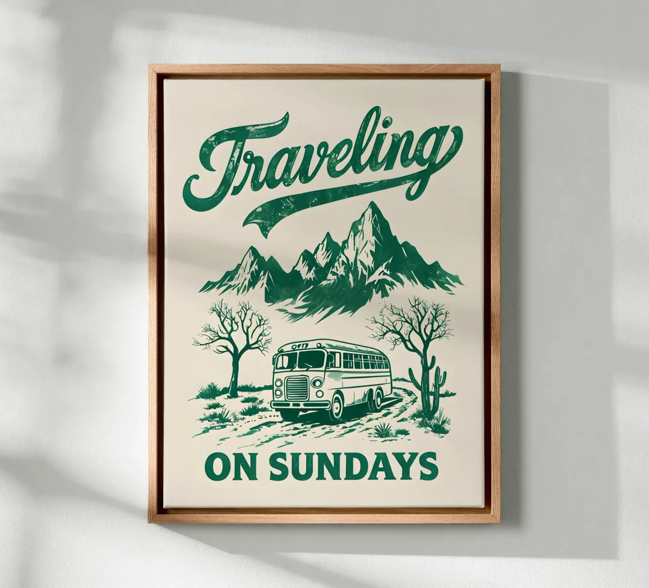 Traveling On Sunday Retro canvas with Floater frame by RETRO VINTAGE EDITION