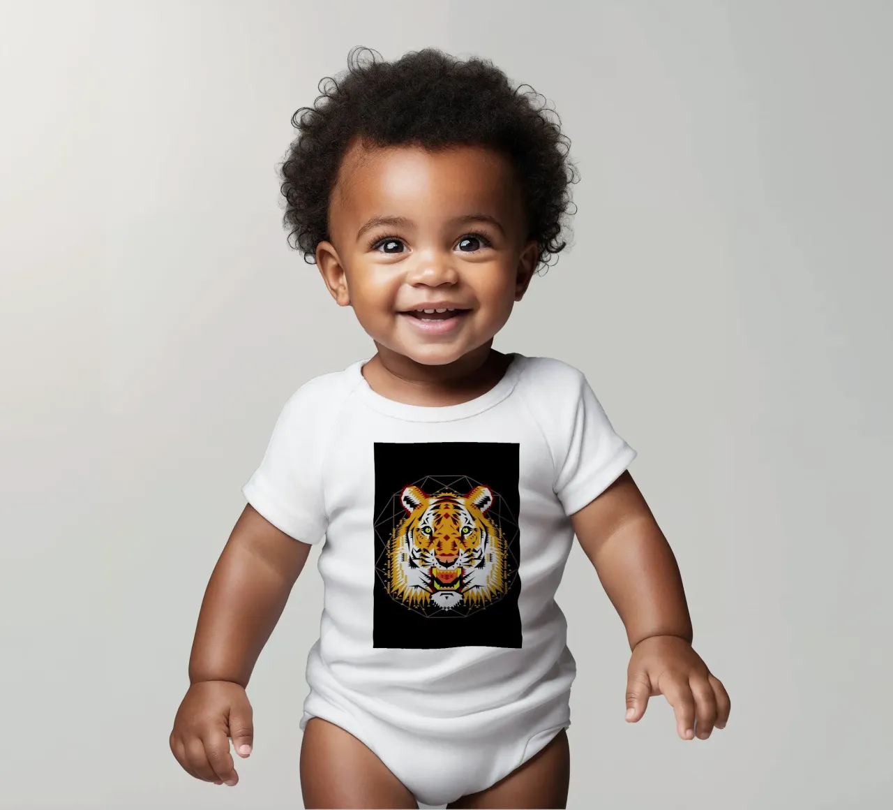 Geometric Tiger body neonato maniche corte da Chobopop
