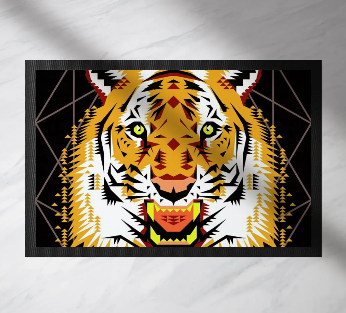 Geometric Tiger doormat by Chobopop