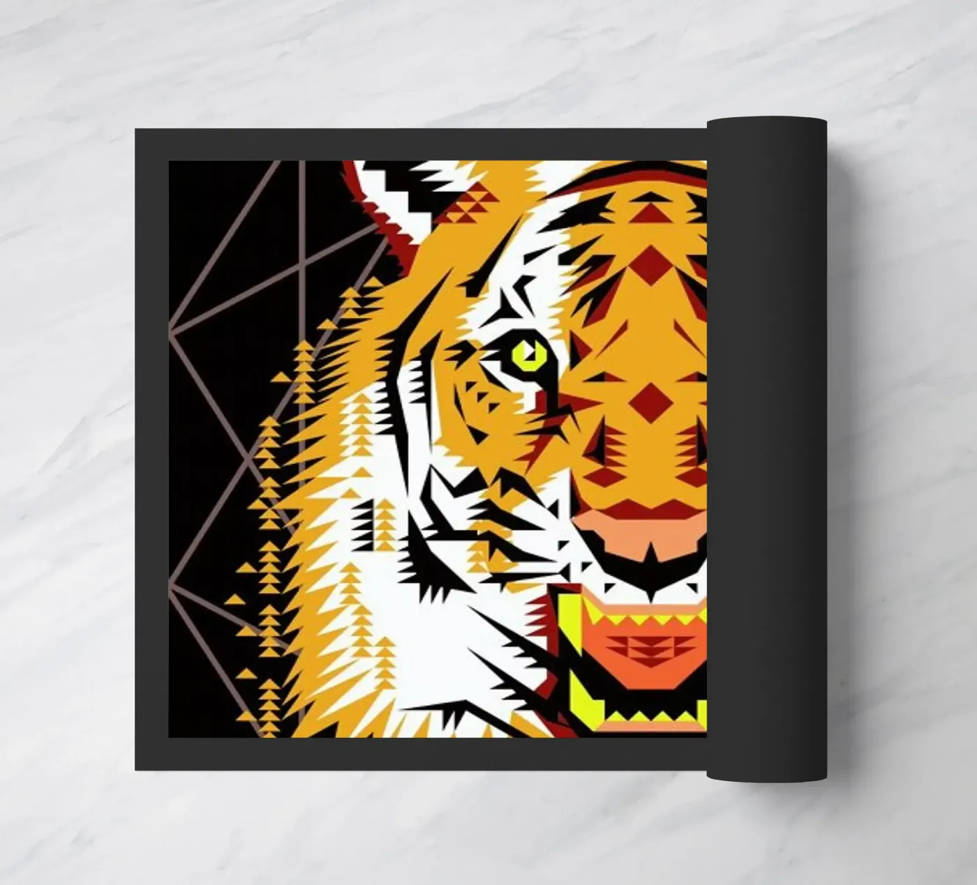 Geometric Tiger doormat by Chobopop