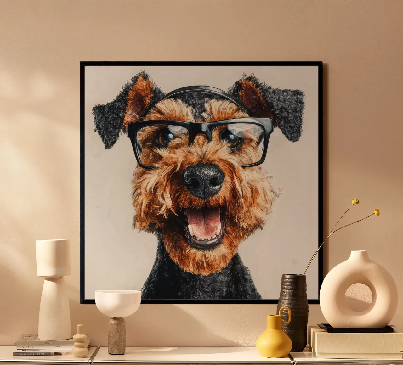 Divertente Airedale Terrier con gli occhiali poster da Funny Animals