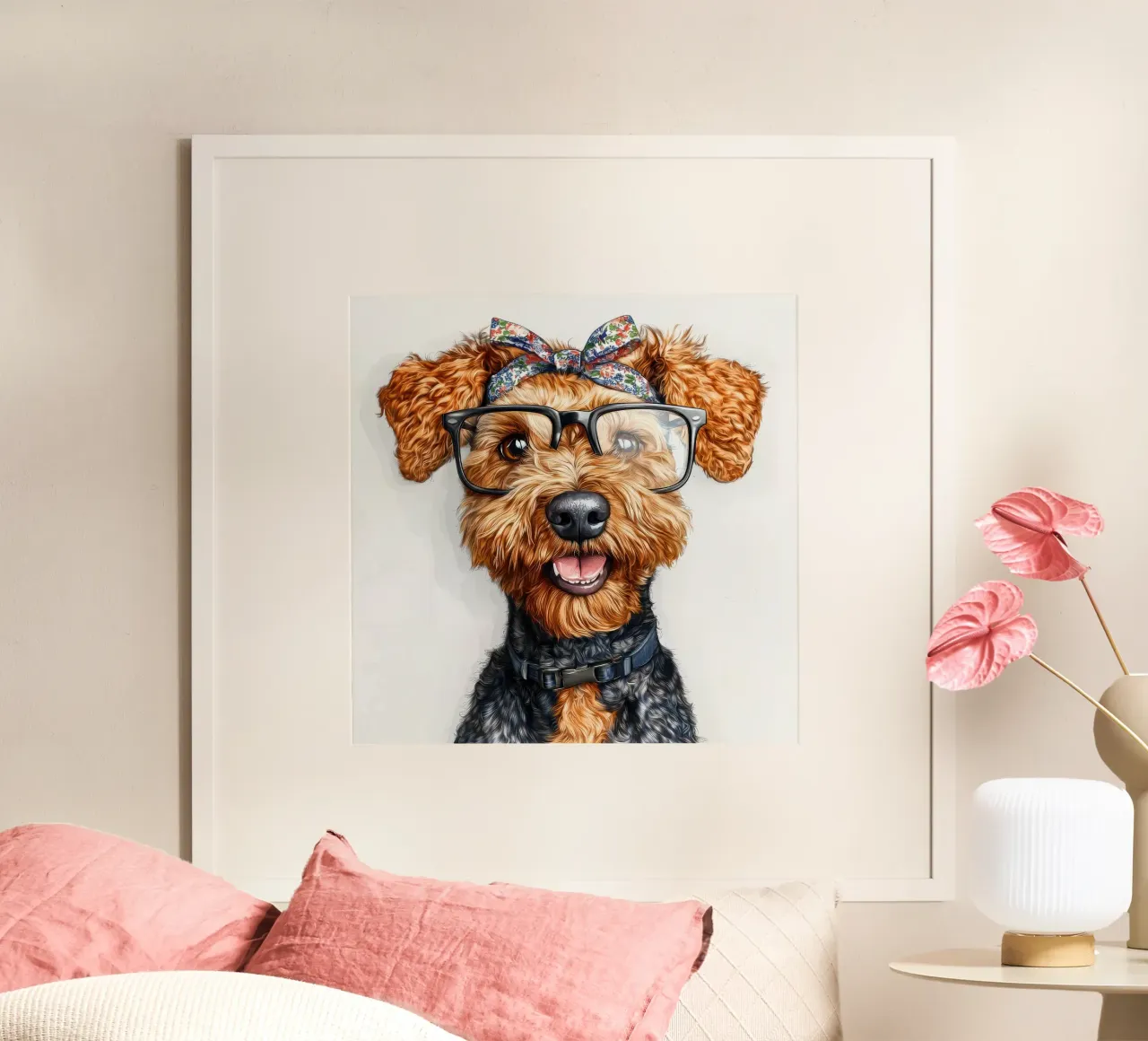 Divertente Airedale Terrier con gli occhiali poster da Funny Animals