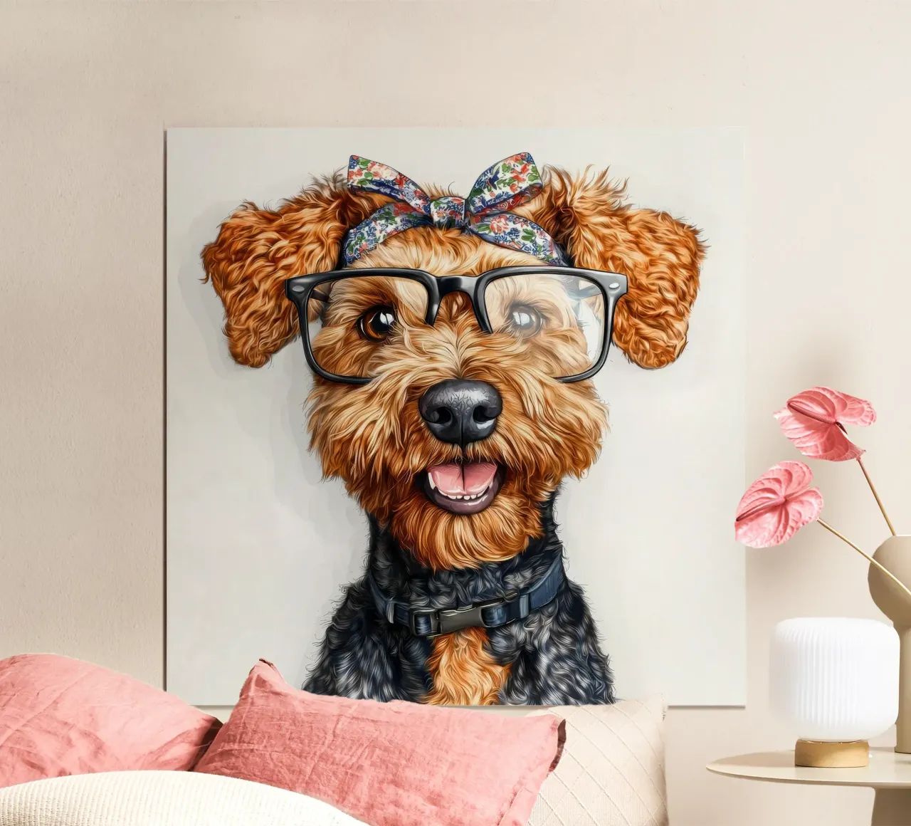 Divertente Airedale Terrier con gli occhiali poster da Funny Animals