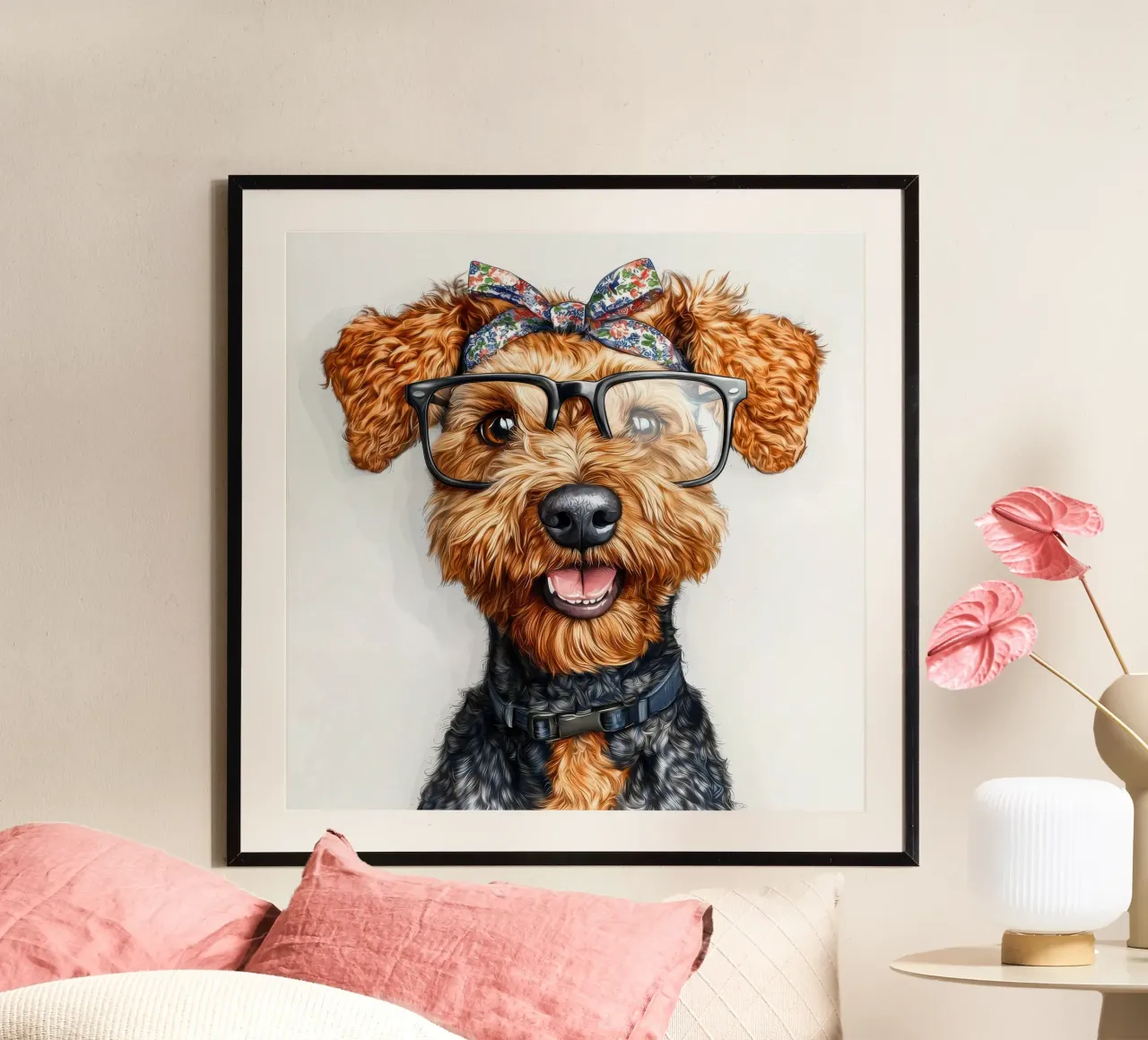 Divertente Airedale Terrier con gli occhiali poster da Funny Animals