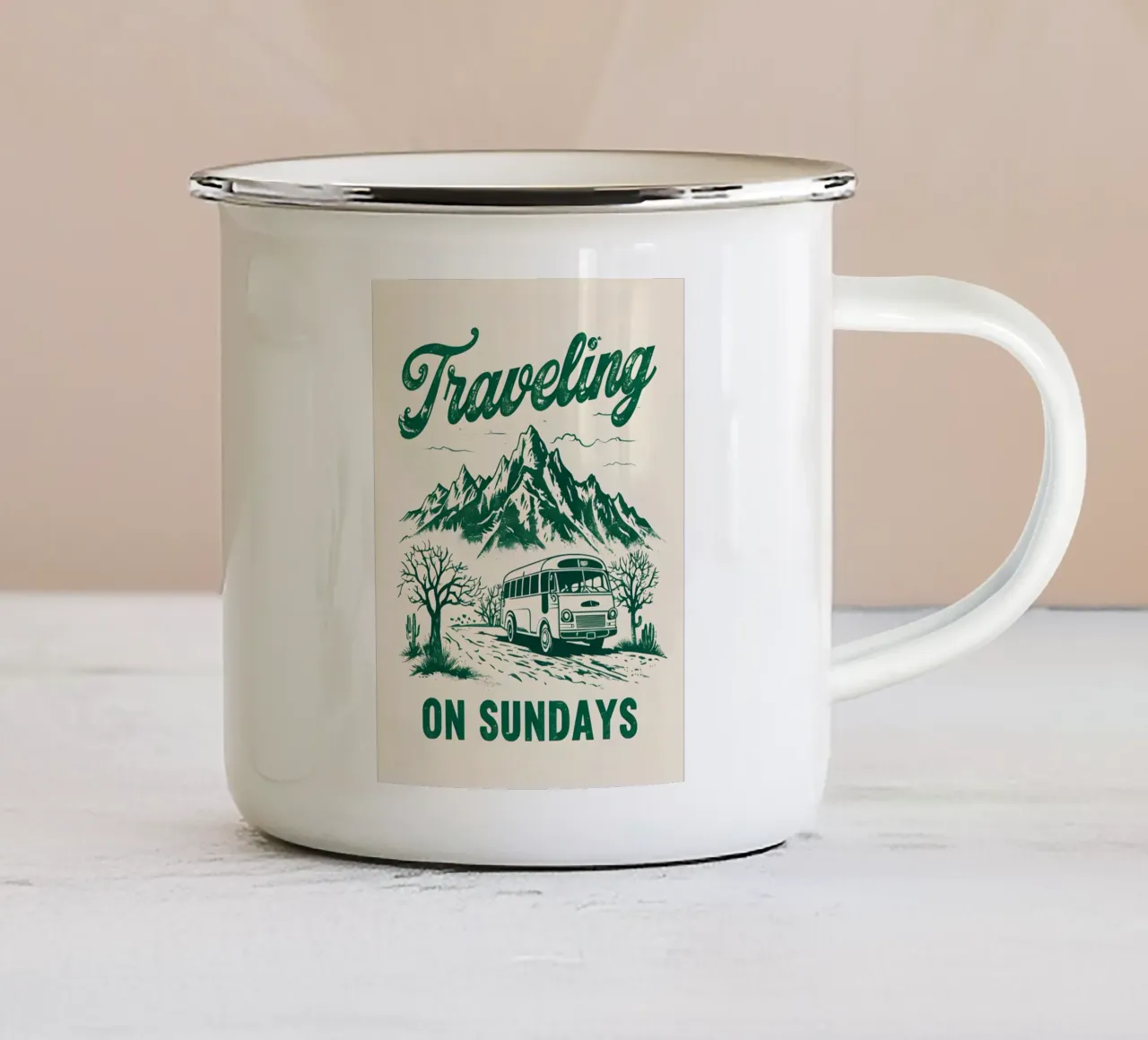 Viaggio nella domenica retrò tazza in smalto da RETRO VINTAGE EDITION