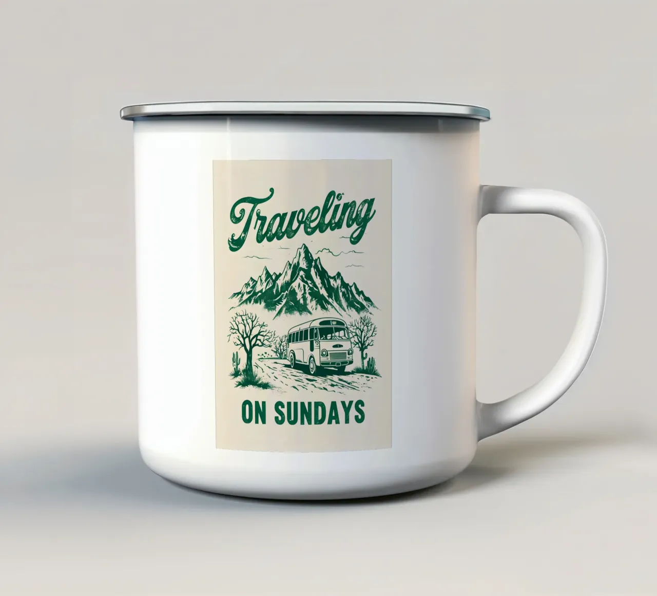 Viaggio nella domenica retrò tazza in smalto da RETRO VINTAGE EDITION