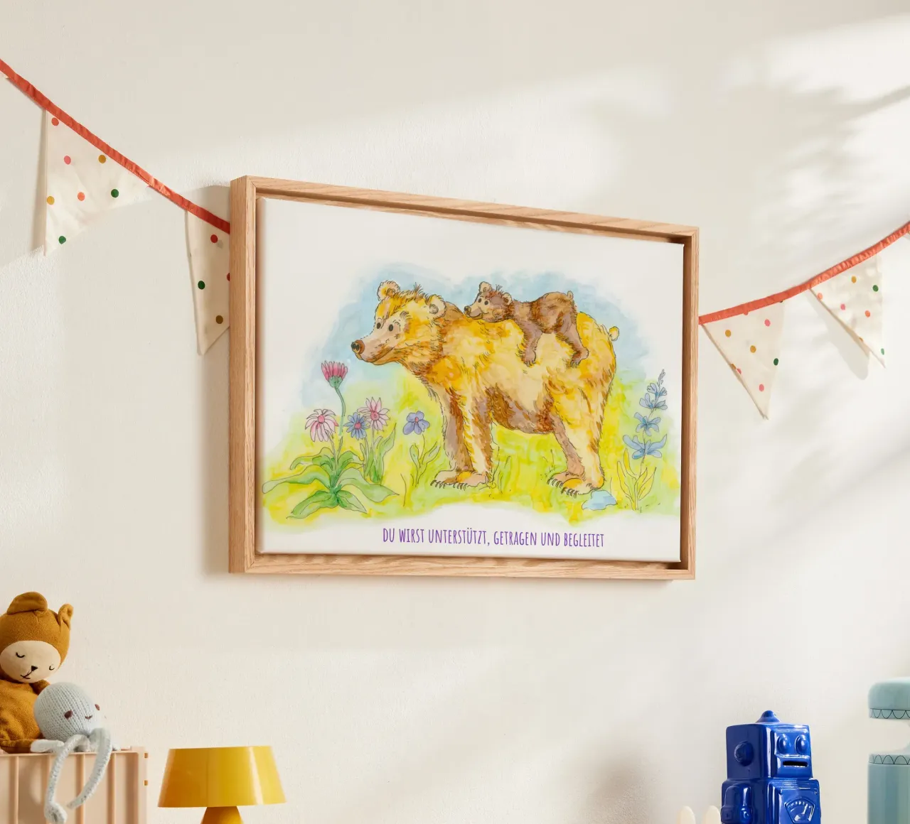 You are supported, carried and accompanied canvas with Floater frame by MutMalerin