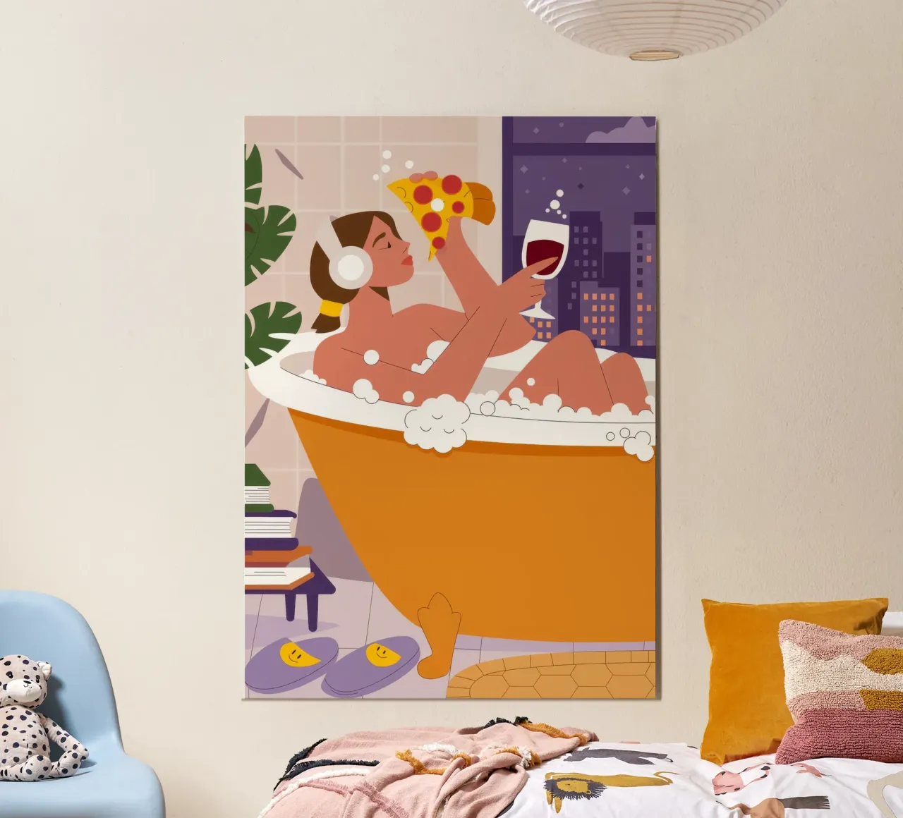 Bagno rilassante poster con telaio in legno da Emery Kate
