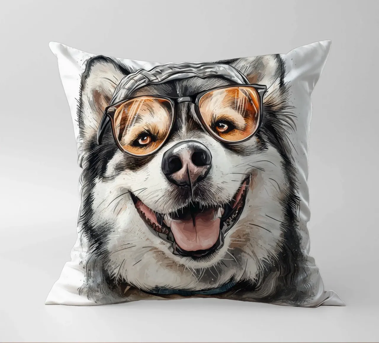 Divertente Alaskan Malamute con gli occhiali cuscino da Funny Animals