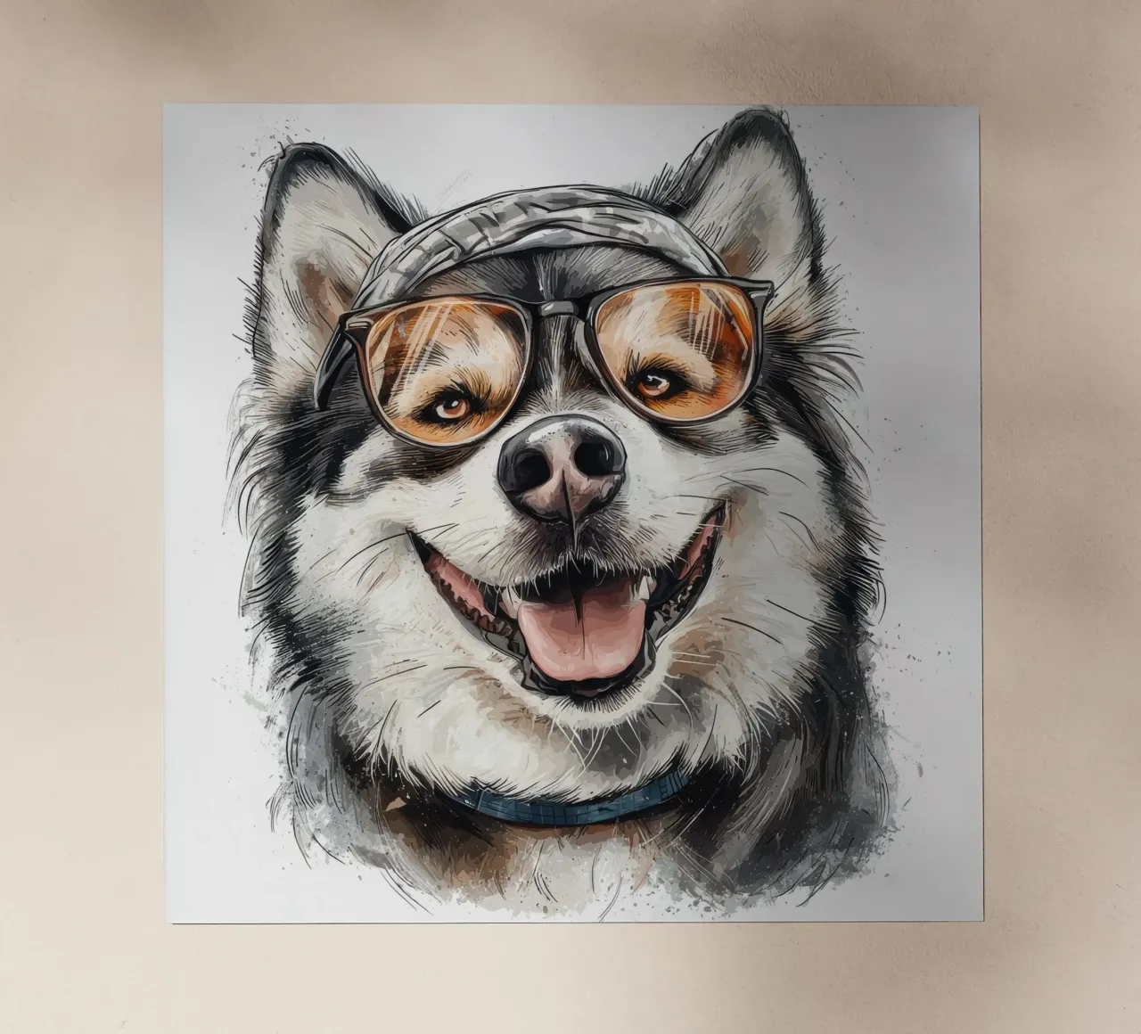 Divertente Alaskan Malamute con gli occhiali pellicola backlit da Funny Animals