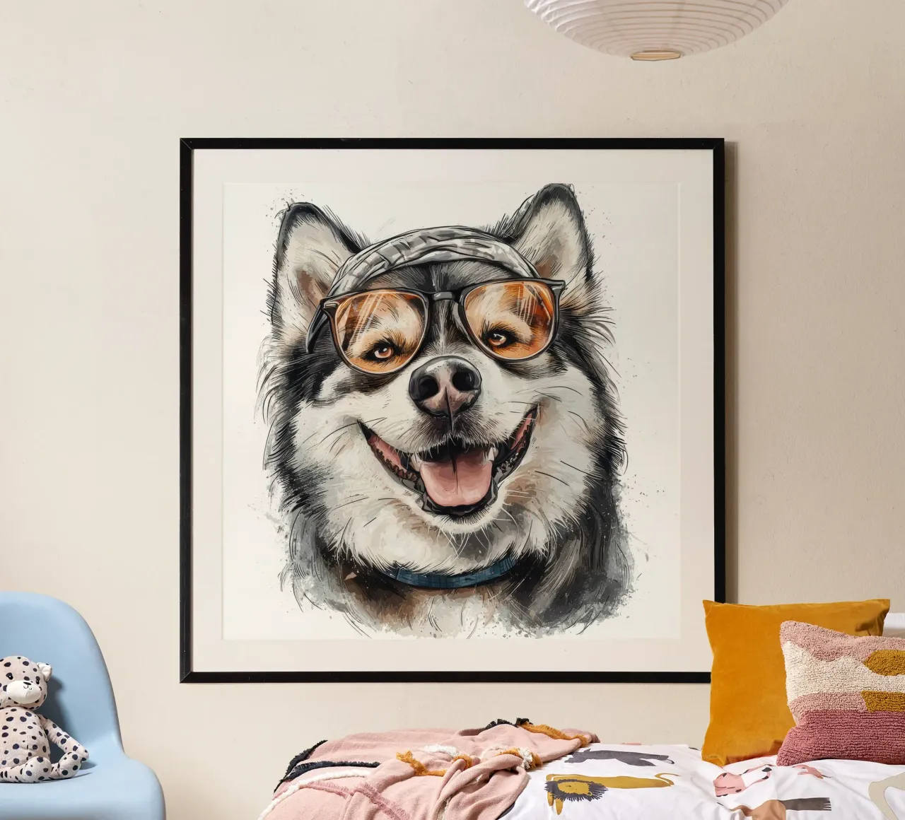 Divertente Alaskan Malamute con gli occhiali carta hahnemühle da Funny Animals