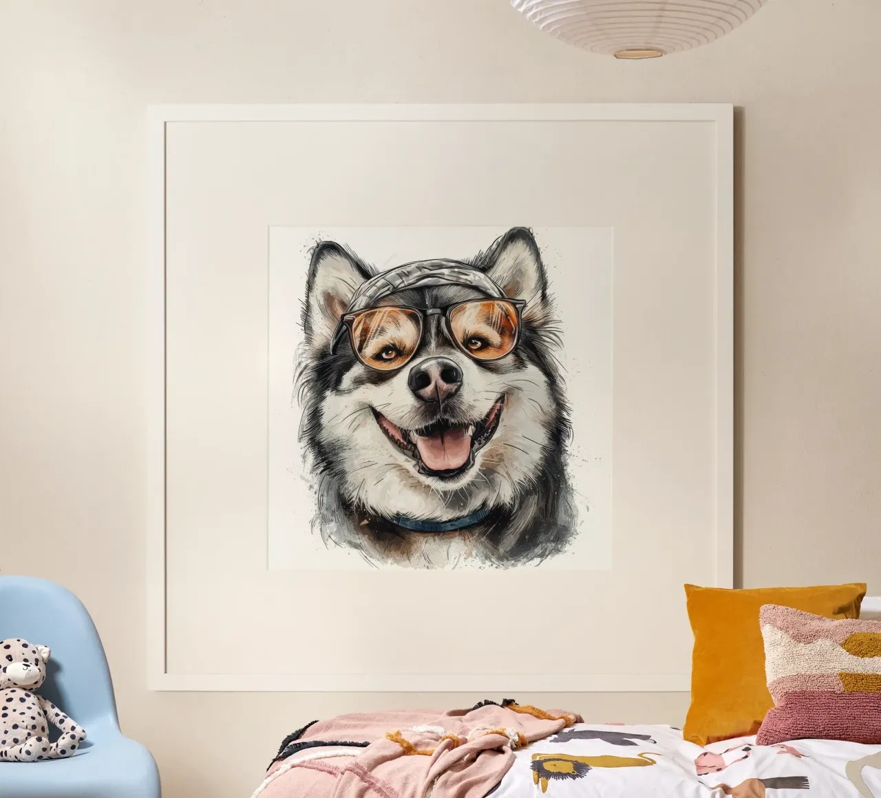 Divertente Alaskan Malamute con gli occhiali carta hahnemühle da Funny Animals
