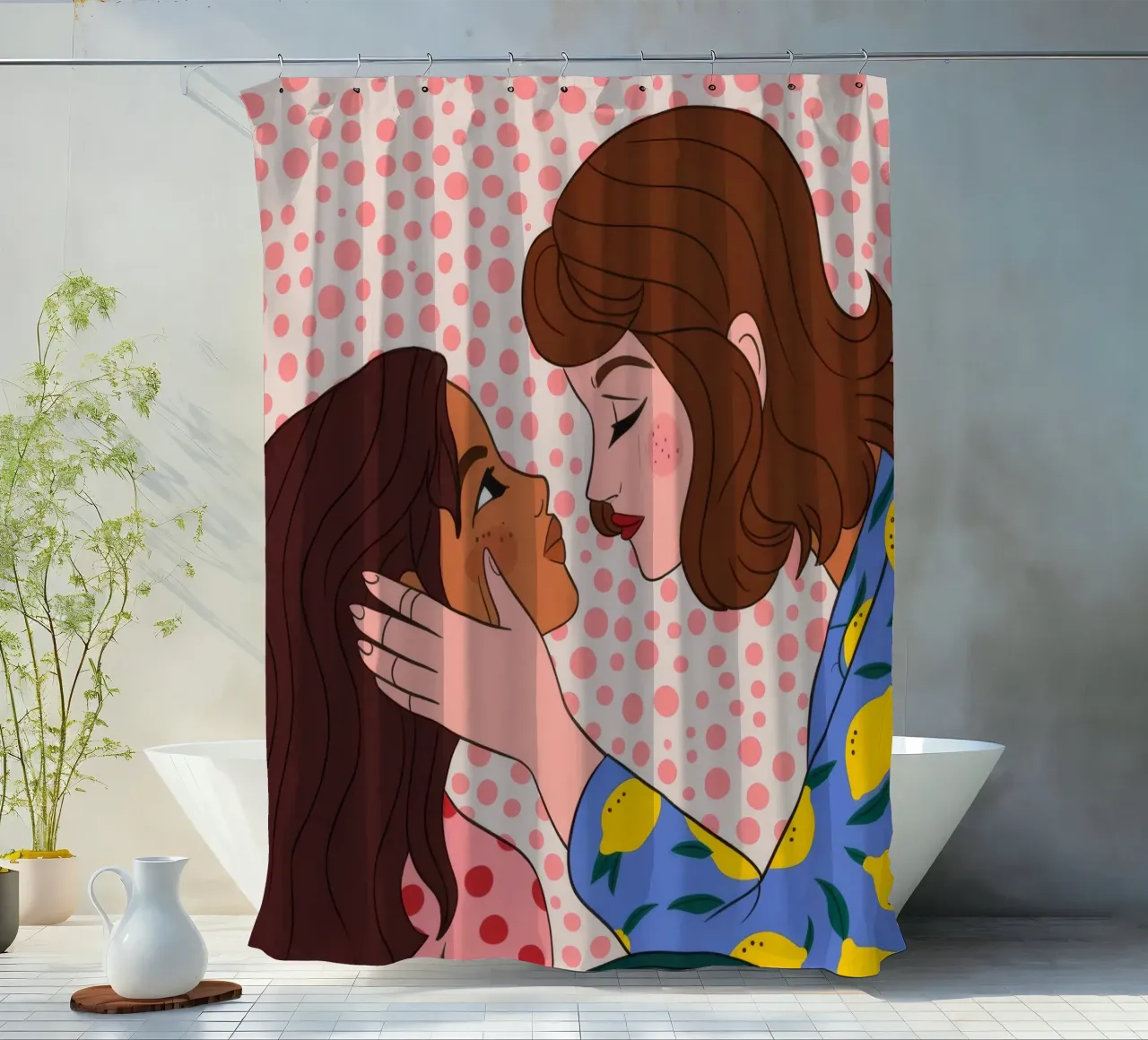 Liefdevolle omhelzing douchegordijn van Emery Kate