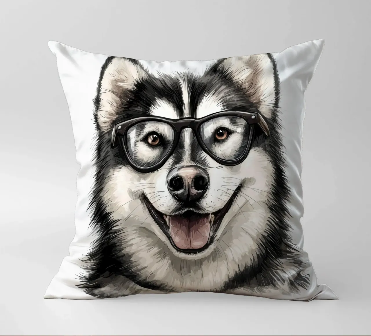 Divertente Alaskan Malamute con gli occhiali cuscino da Funny Animals