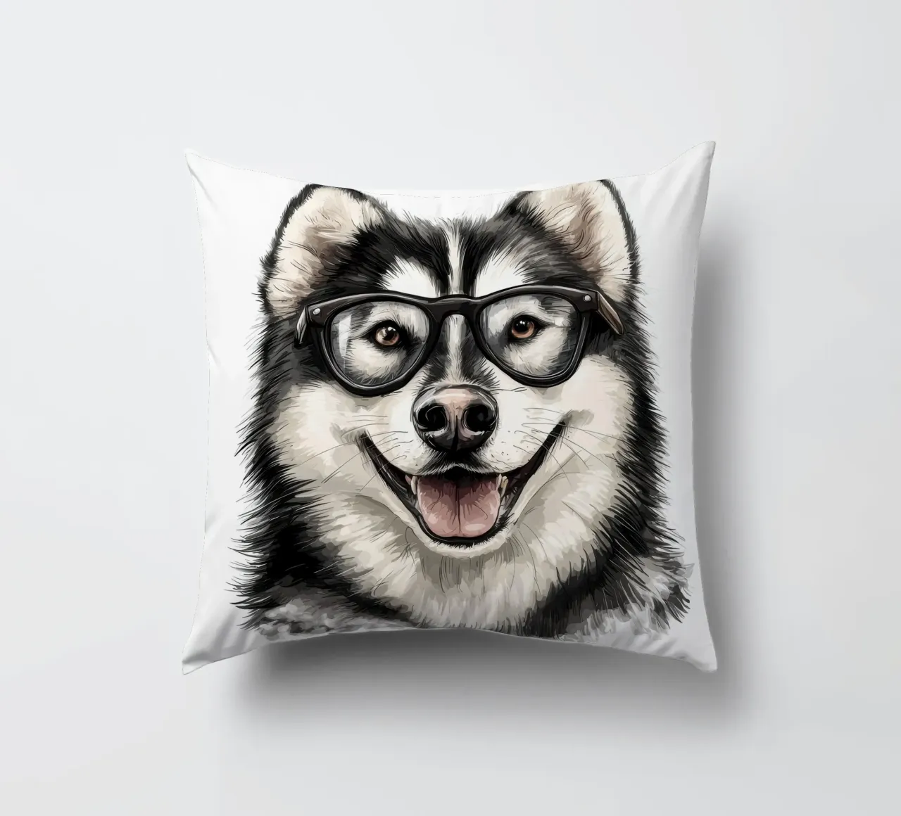 Divertente Alaskan Malamute con gli occhiali cuscino da Funny Animals