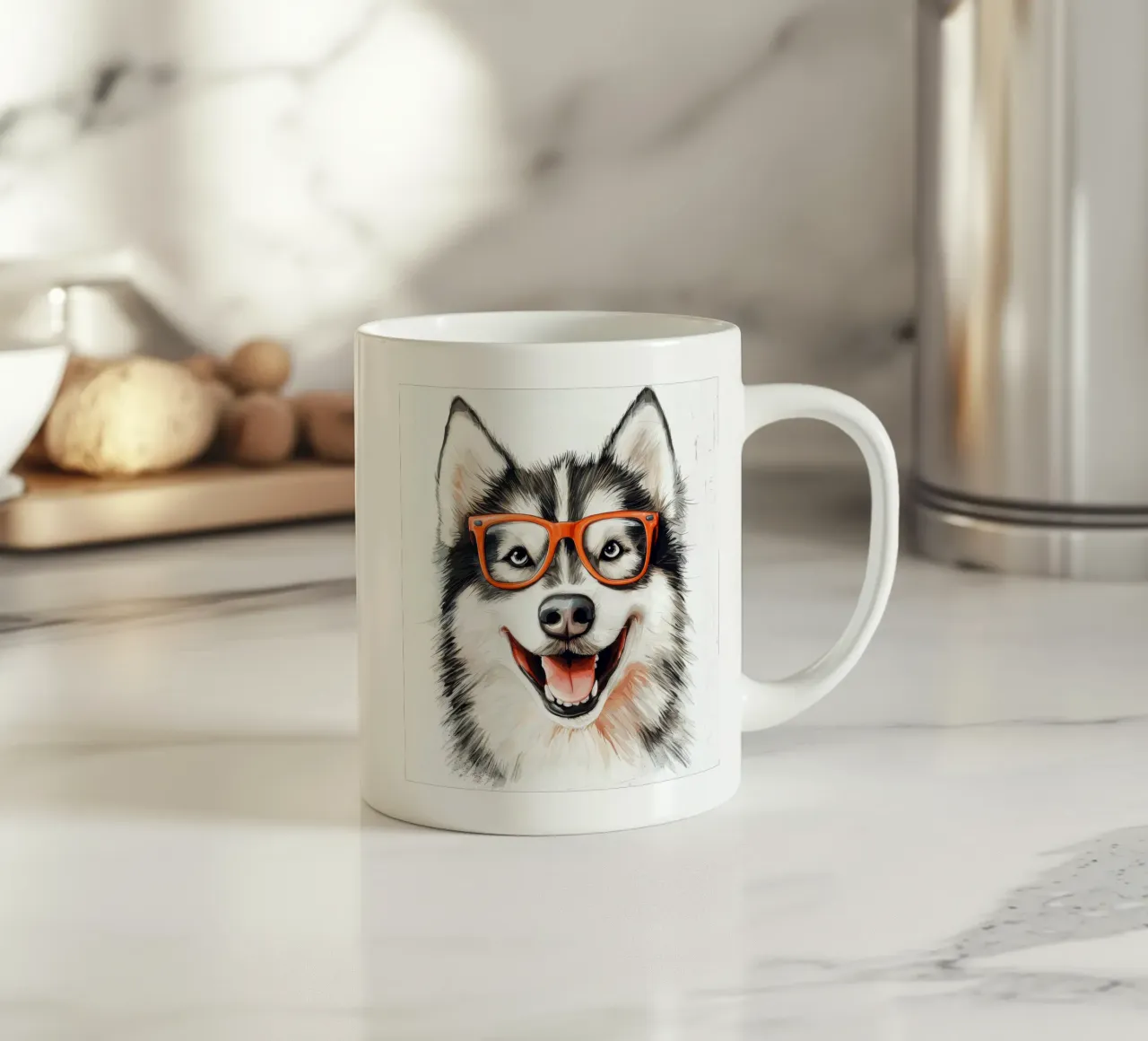 Divertente Alaskan Malamute con gli occhiali tazza in ceramica da Funny Animals