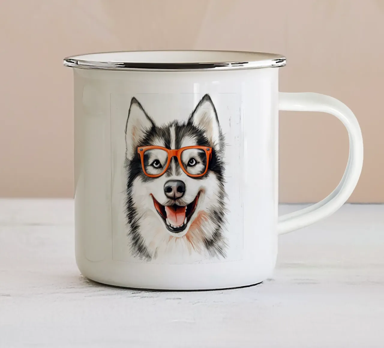 Grappige Alaska Malamute met bril emaille mok van Funny Animals