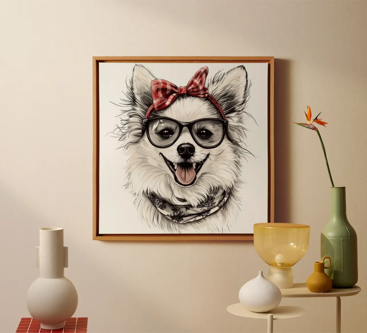 Grappige Amerikaanse eskimo met bril canvas met Baklijst van Funny Animals