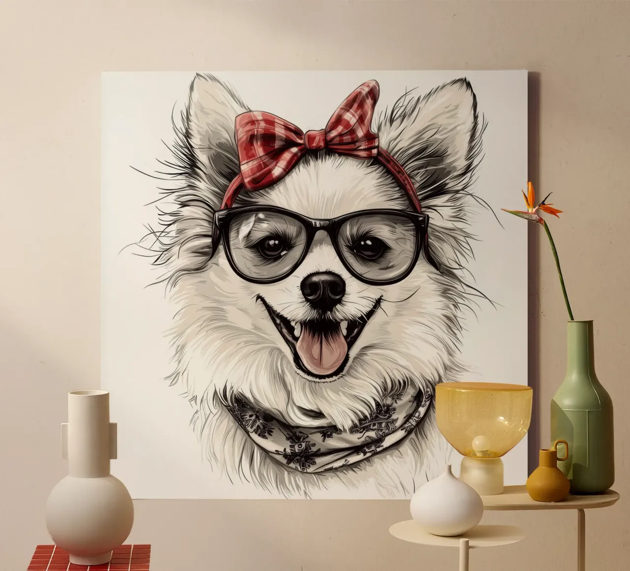 Grappige Amerikaanse eskimo met bril canvas met Baklijst van Funny Animals
