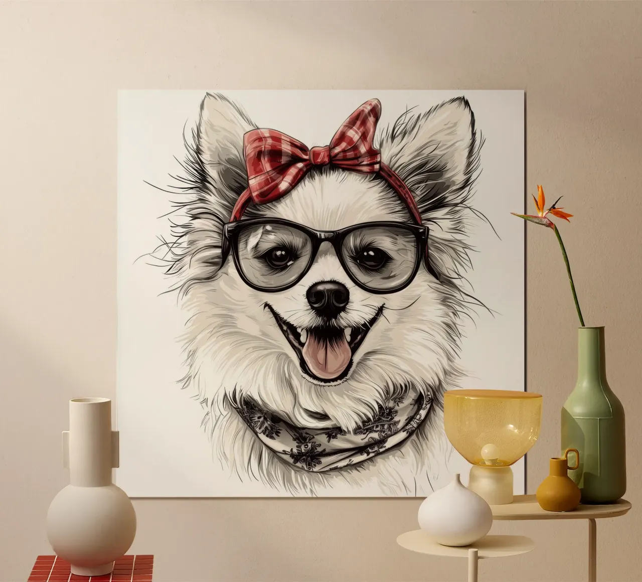 Divertente Eschimese americano con gli occhiali poster con telaio in legno da Funny Animals